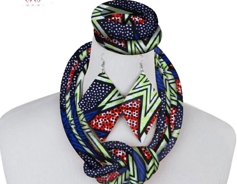 3-Piece Side Knot Ankara Fabric Jewelry Set