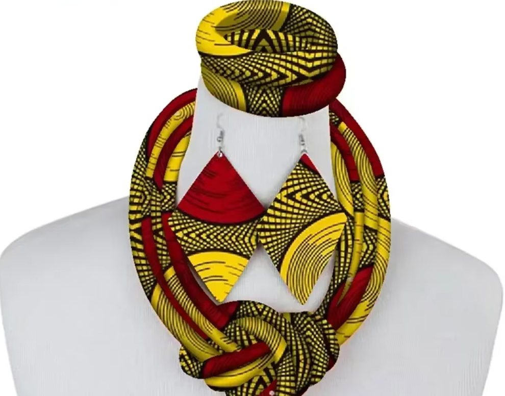 3-Piece Side Knot Ankara Fabric Jewelry Set