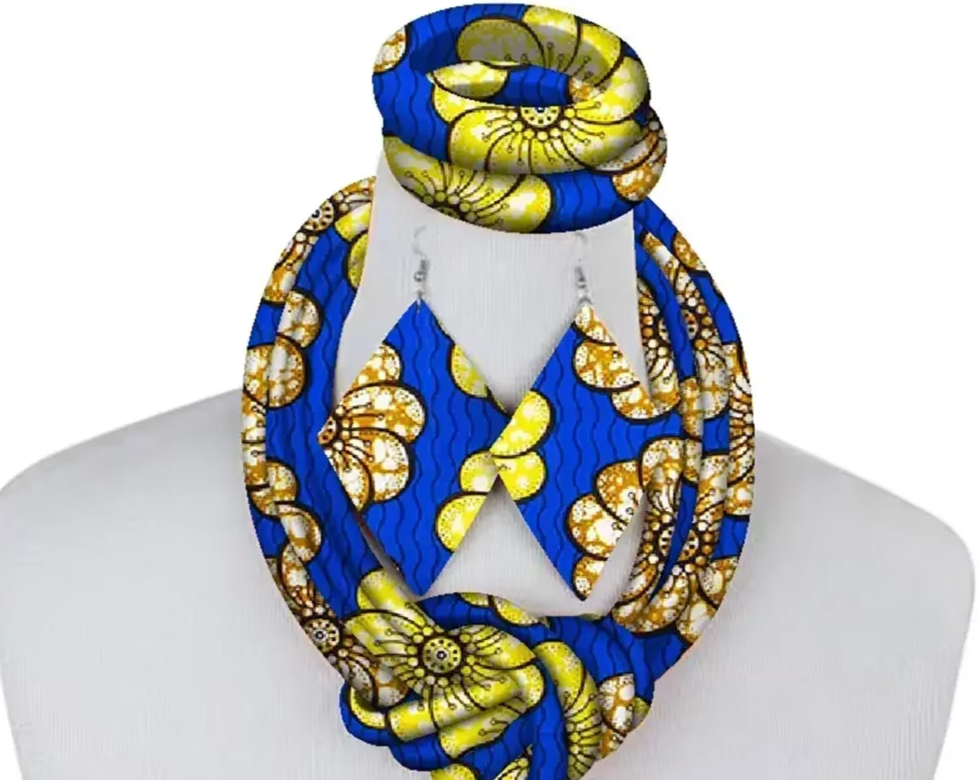 3-Piece Side Knot Ankara Fabric Jewelry Set