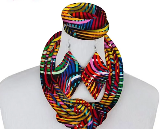 3-Piece Side Knot Ankara Fabric Jewelry Set