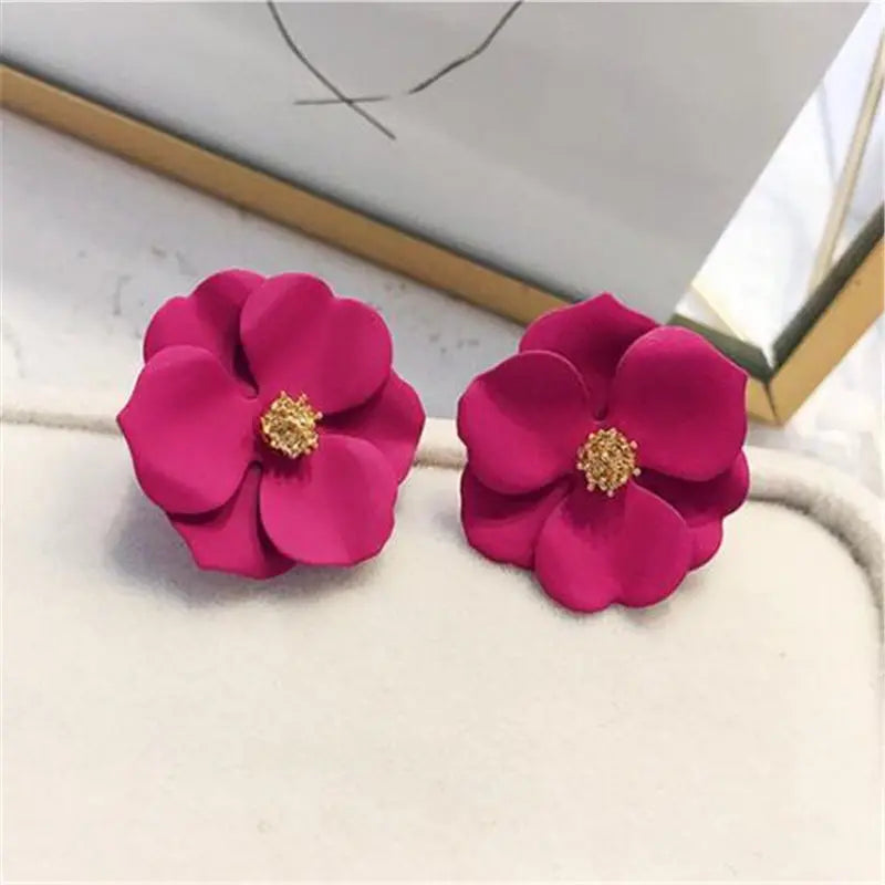 Korean Rhinestone Flower Earrings