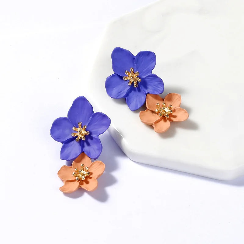 Korean Rhinestone Flower Earrings