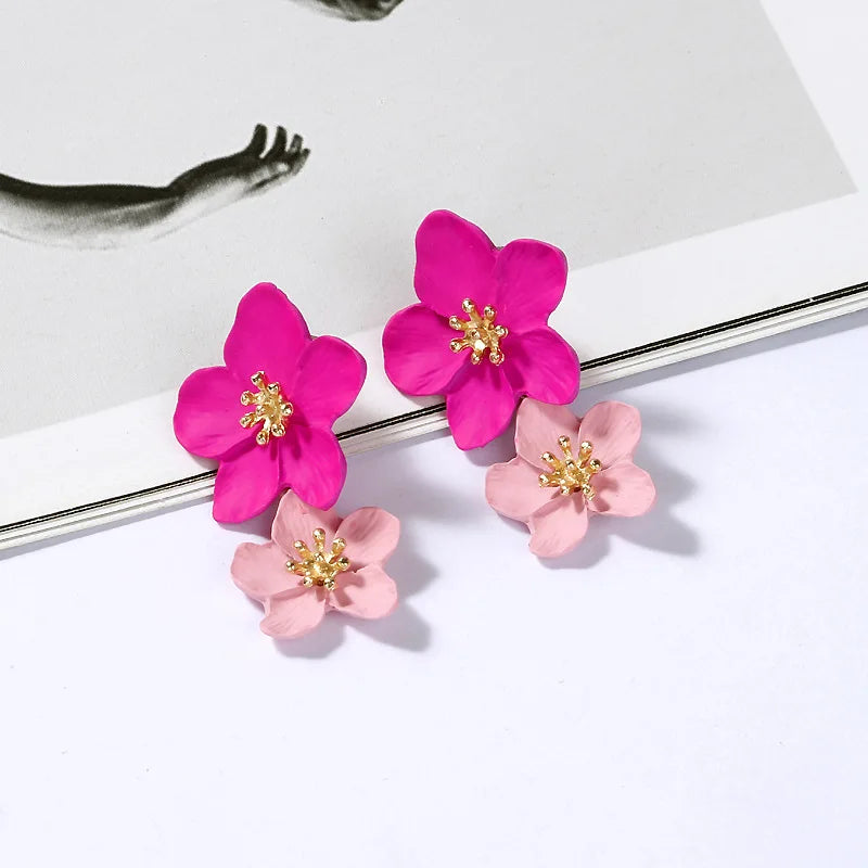 Korean Rhinestone Flower Earrings