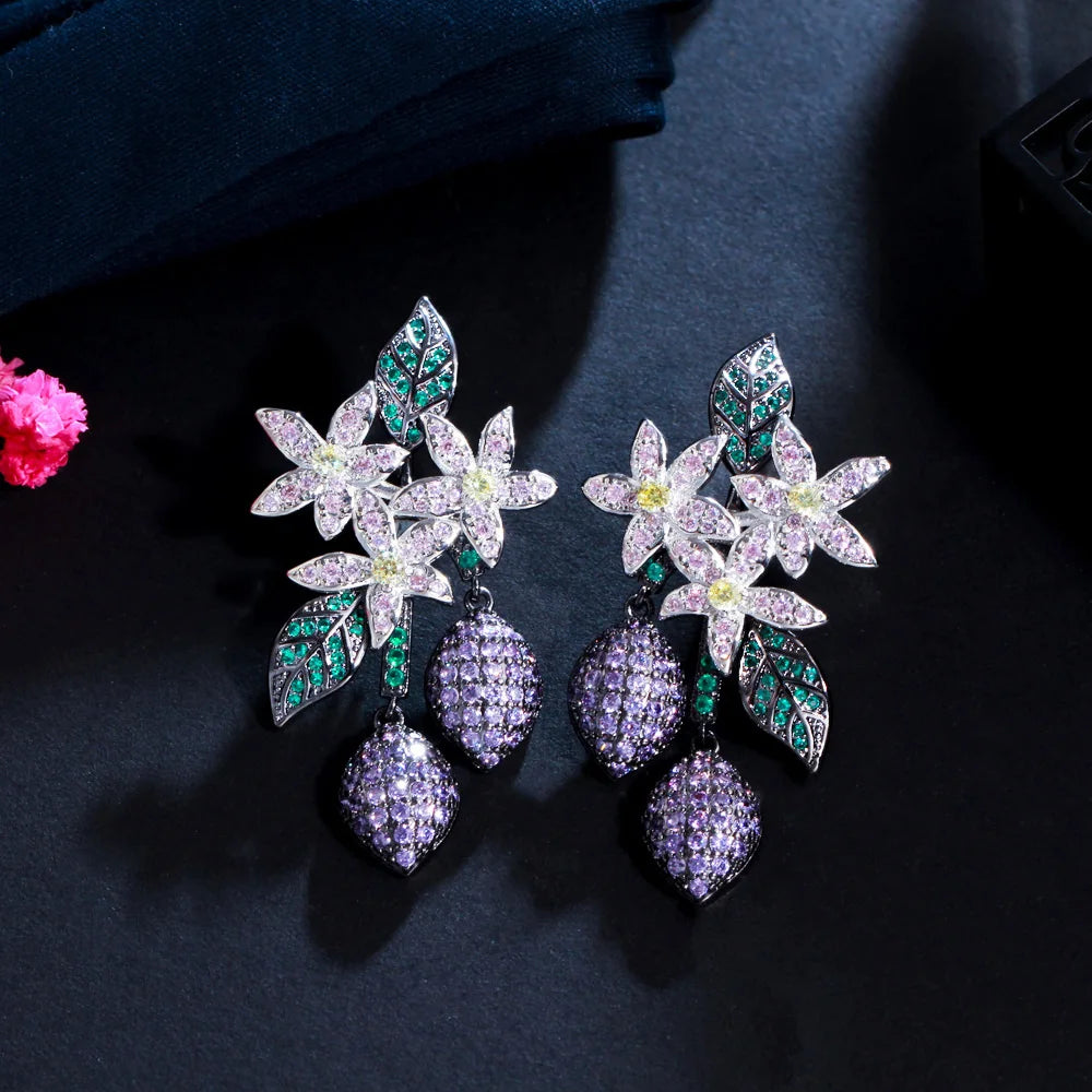 Plant-Inspired CZ Earrings