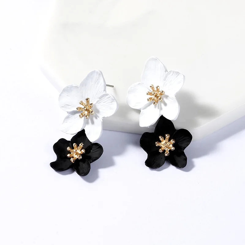 Korean Rhinestone Flower Earrings