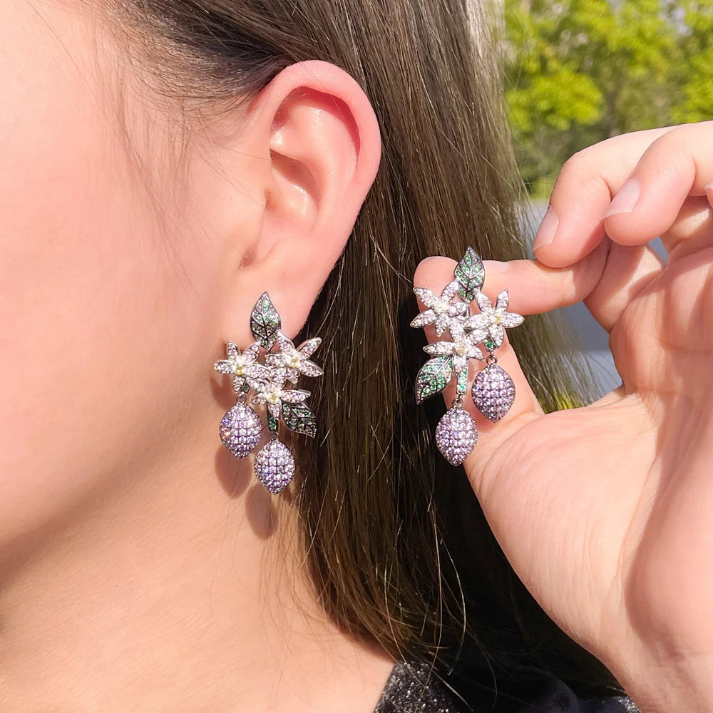 Plant-Inspired CZ Earrings