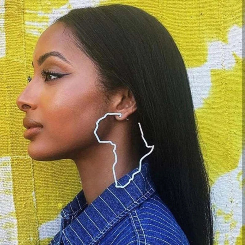 Bold Africa Map Gold Earrings