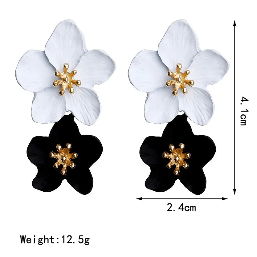 Korean Rhinestone Flower Earrings