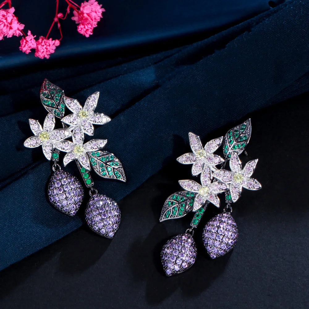 Plant-Inspired CZ Earrings