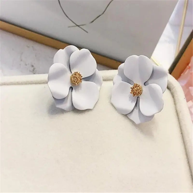 Korean Rhinestone Flower Earrings