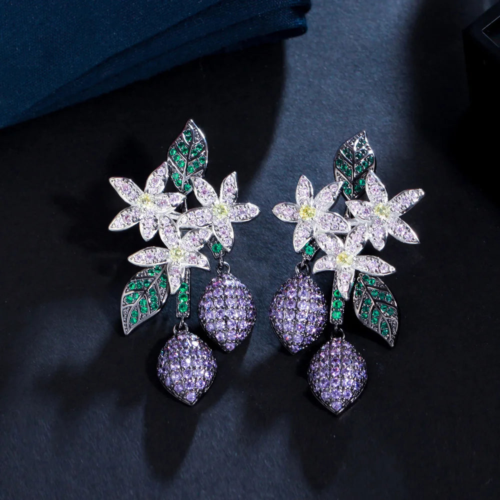 Plant-Inspired CZ Earrings