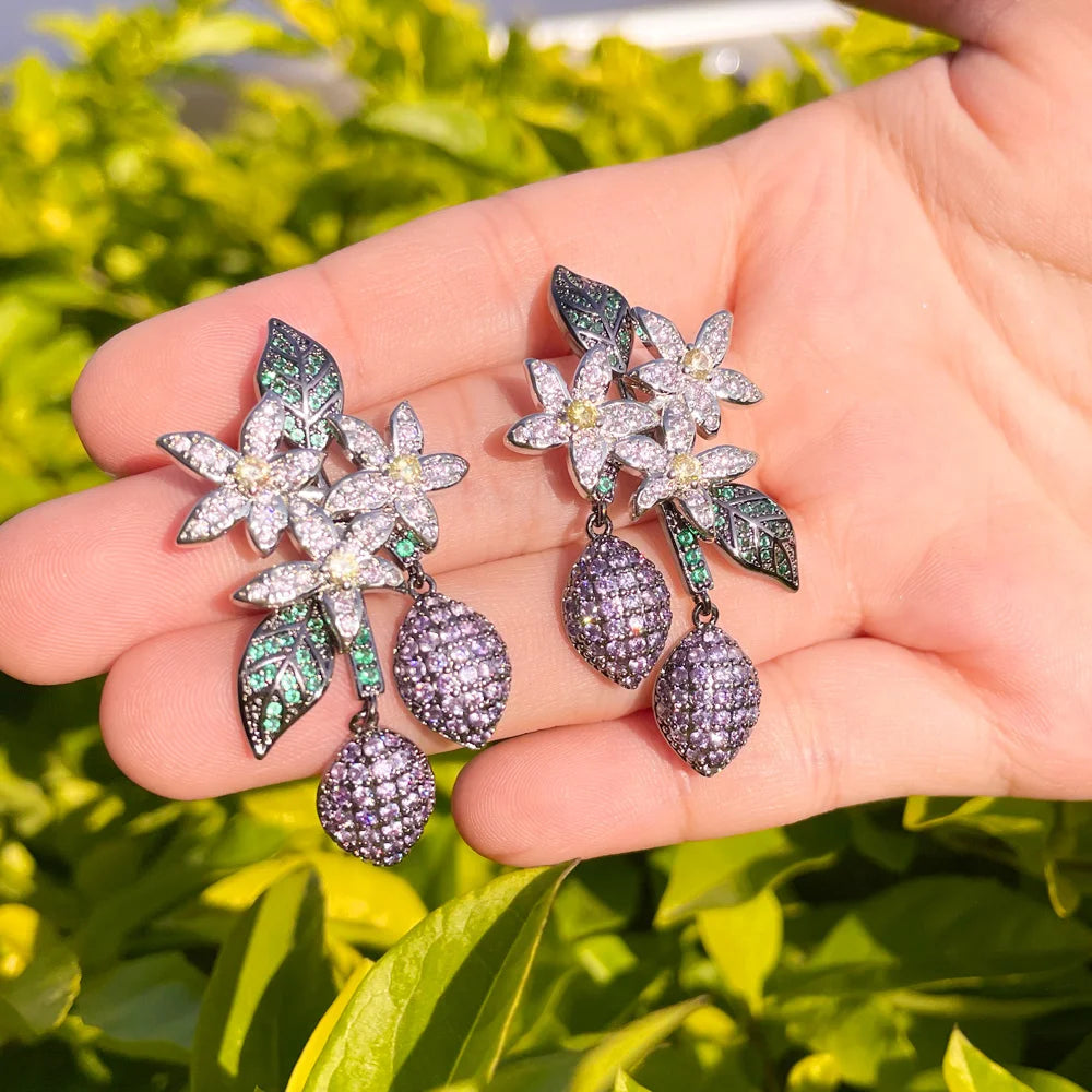 Plant-Inspired CZ Earrings