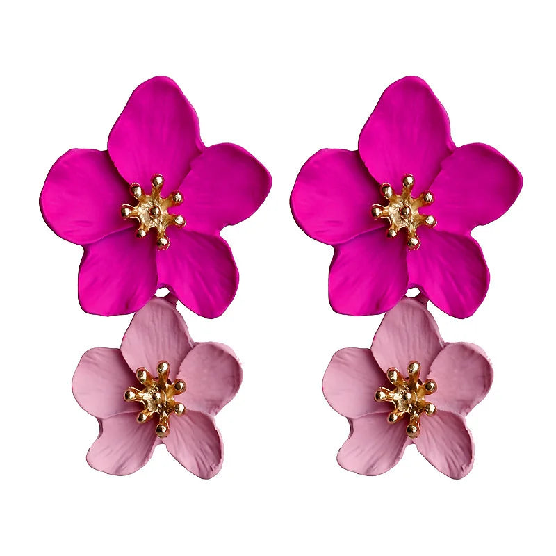 Korean Rhinestone Flower Earrings