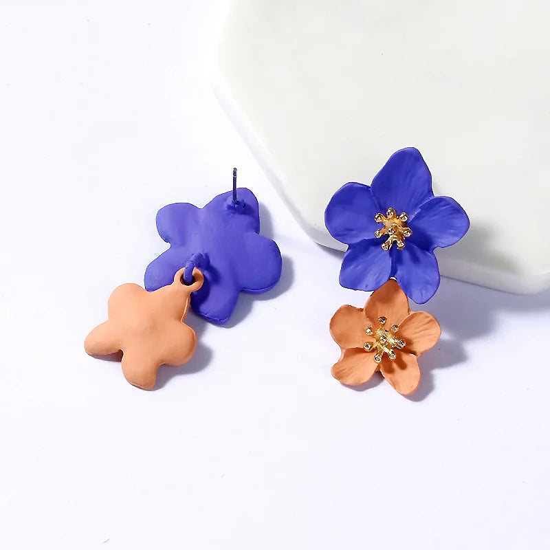 Korean Rhinestone Flower Earrings