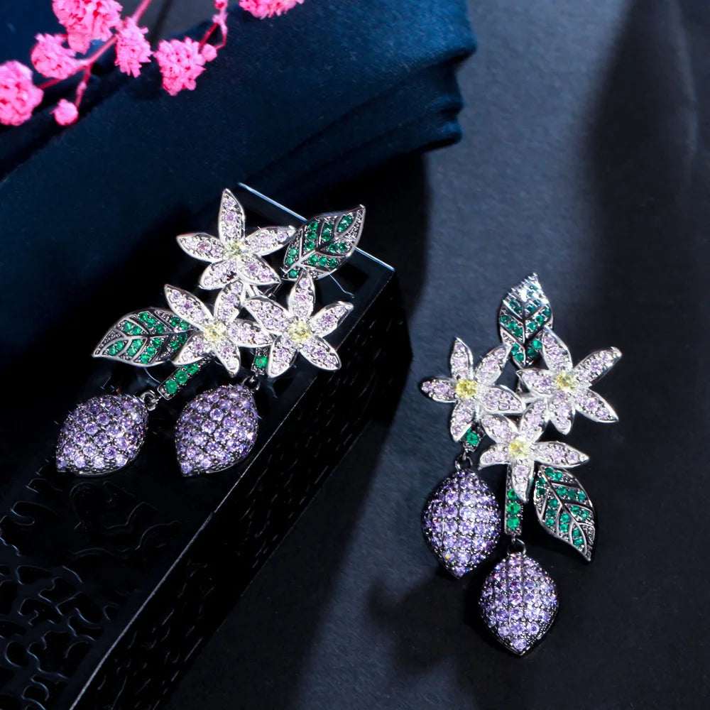 Plant-Inspired CZ Earrings