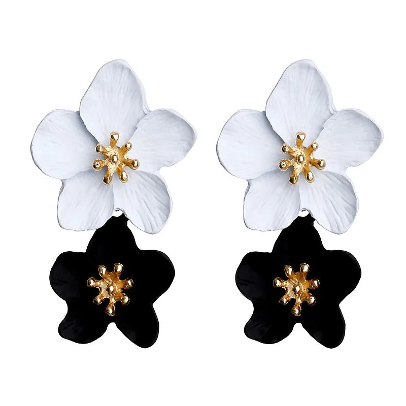 Korean Rhinestone Flower Earrings