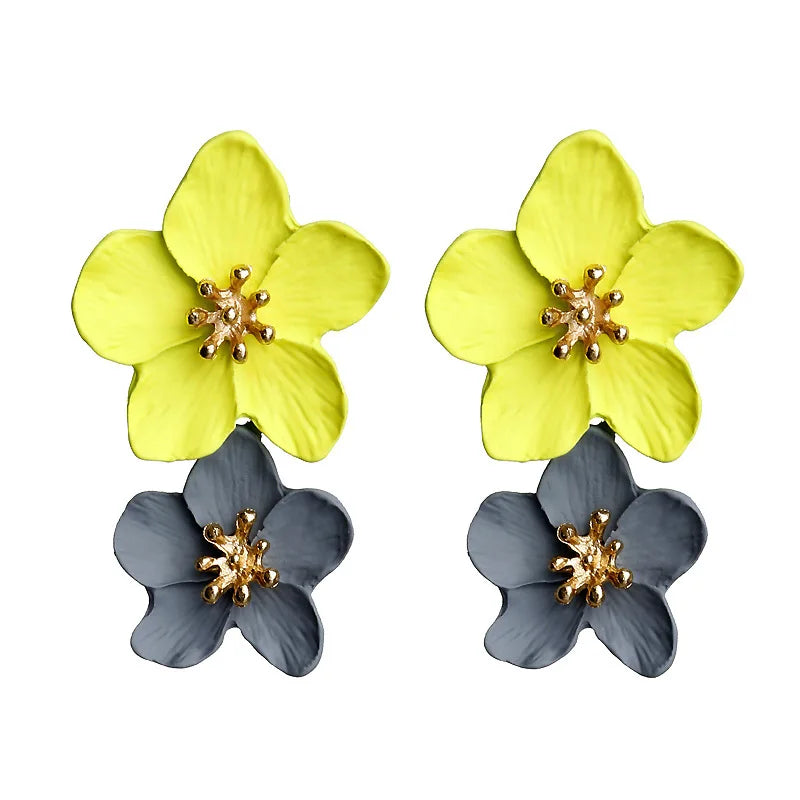 Korean Rhinestone Flower Earrings