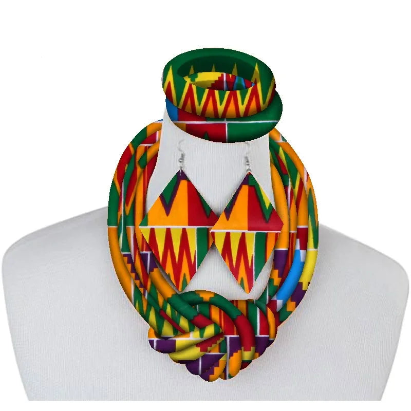 3-Piece Side Knot Ankara Fabric Jewelry Set