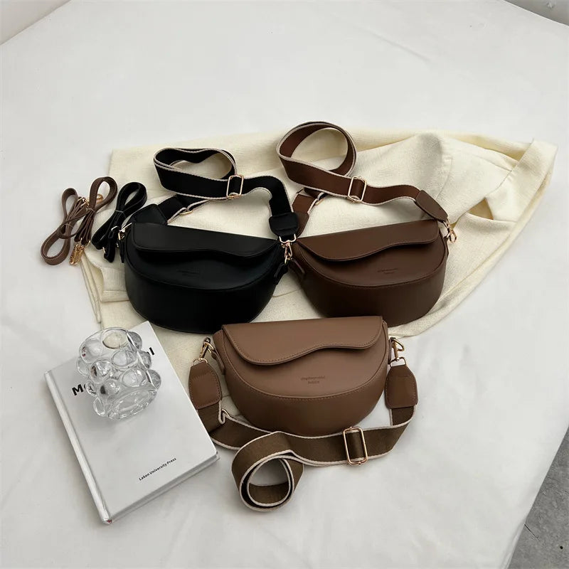 PU Leather Saddle Crossbody Handbag