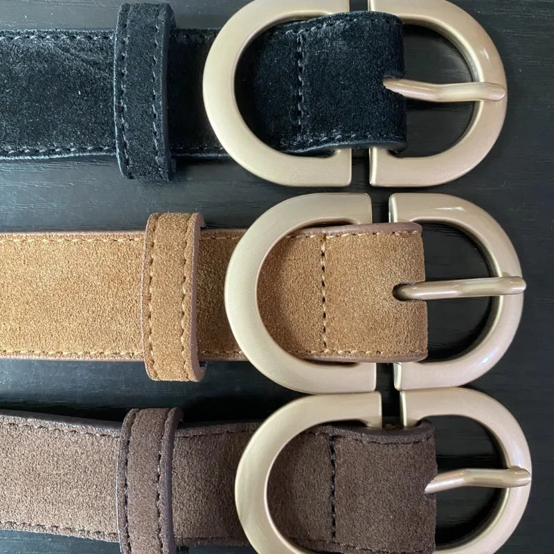 New Two-Sided Genuine Leather Suede Women's Belt