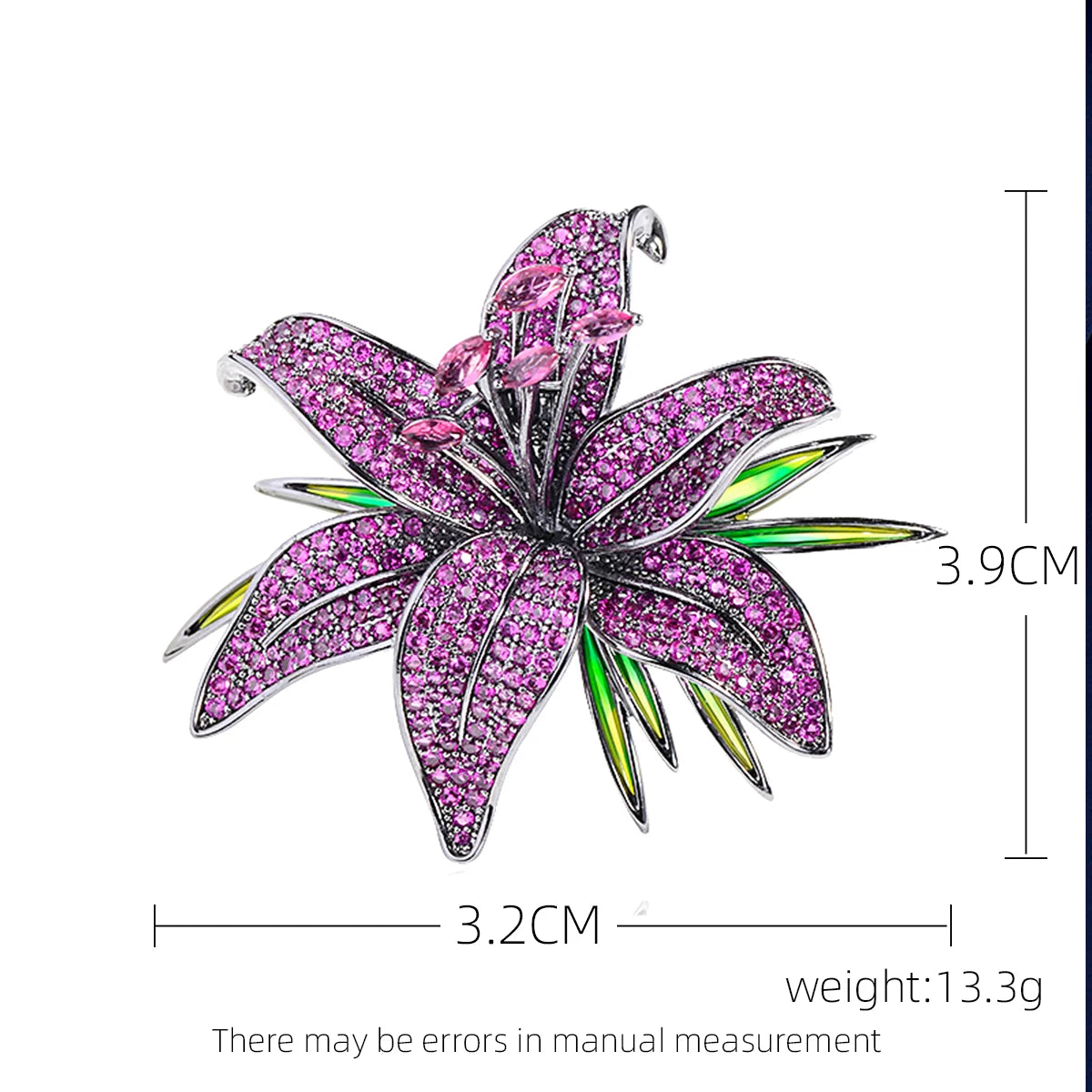 Luxury Zircon Black Flower Lily Brooch