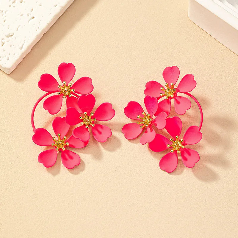 Romantic Camellia Flower Dangle Earrings