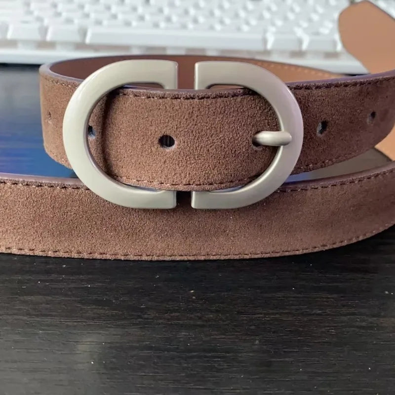 New Two-Sided Genuine Leather Suede Women's Belt