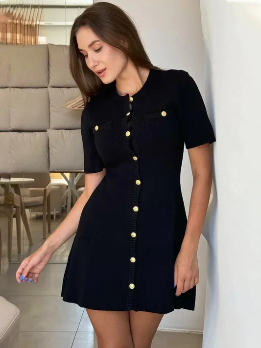 Zoe Short Sleeve Rib Sweater Dress