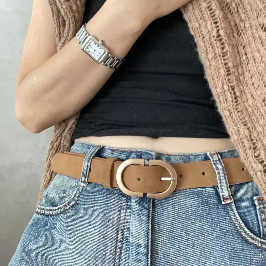 New Two-Sided Genuine Leather Suede Women's Belt