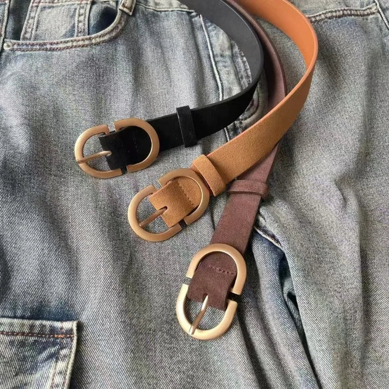 New Two-Sided Genuine Leather Suede Women's Belt