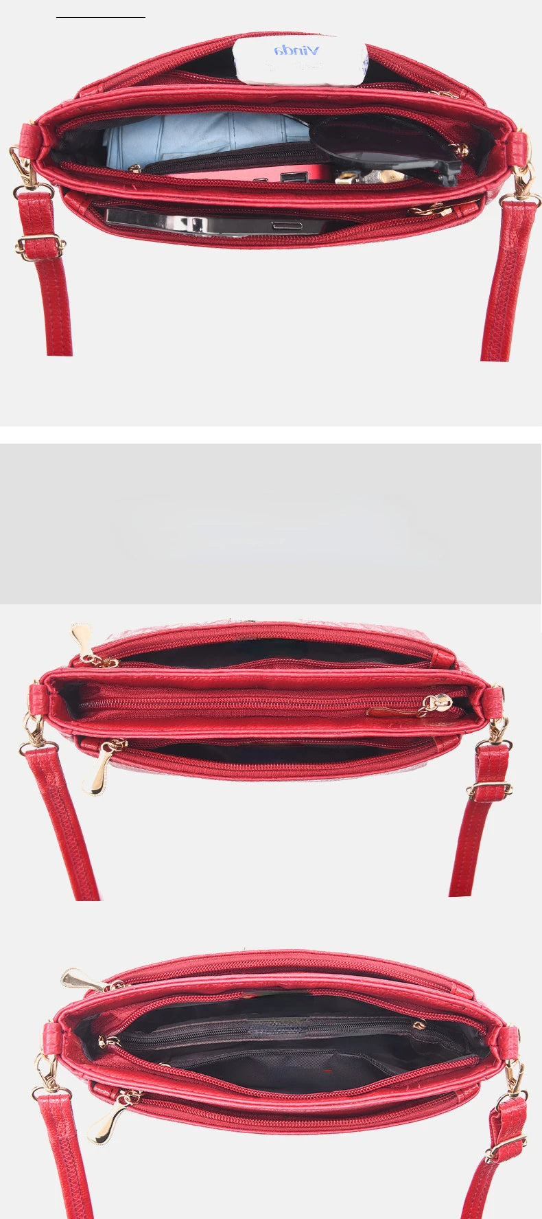 Cute Multi-Zipper Crossbody Handbag