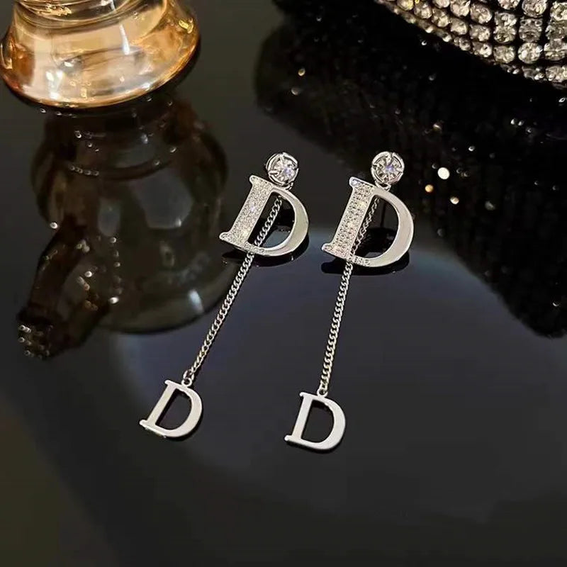 D Letter Tassel Earrings