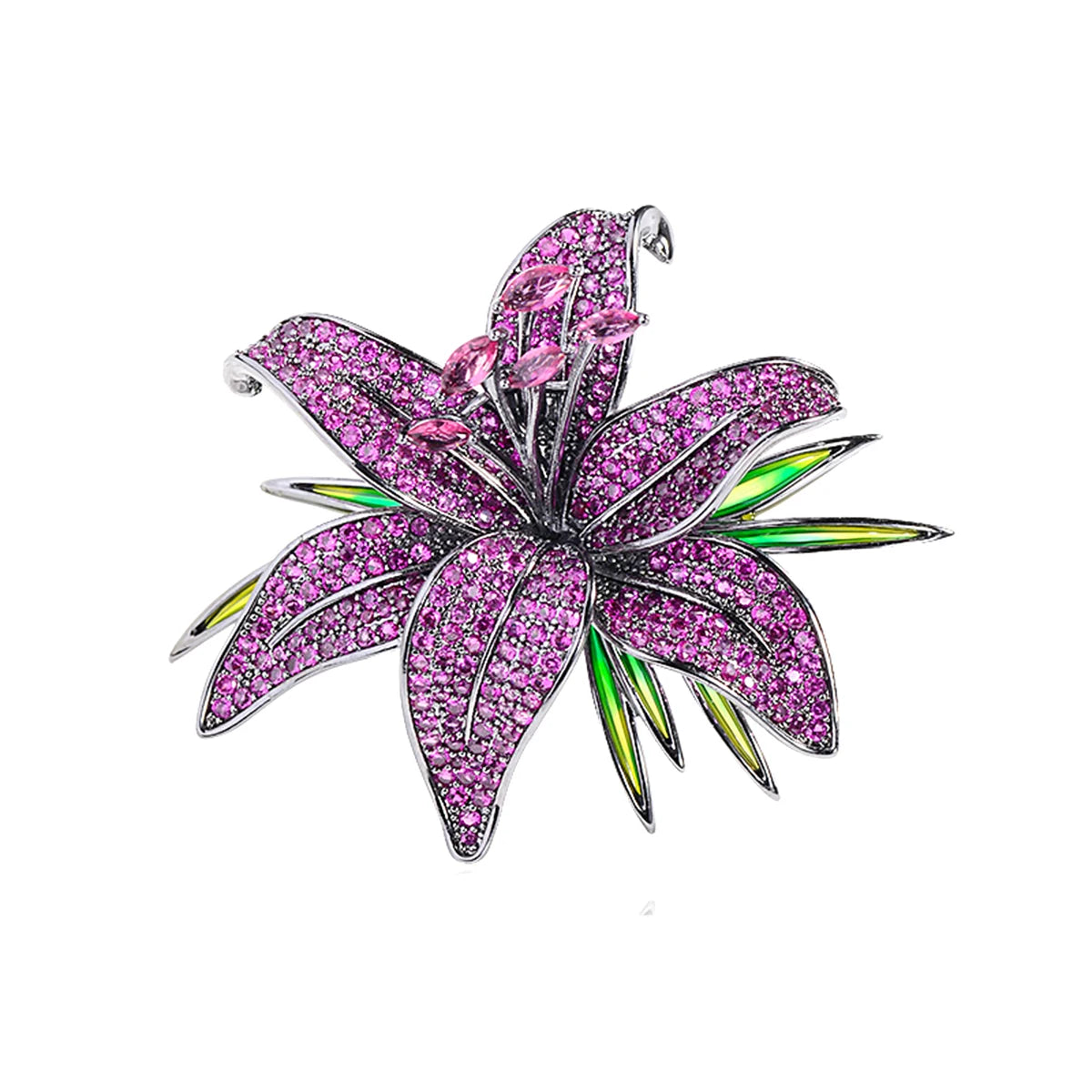 Luxury Zircon Black Flower Lily Brooch