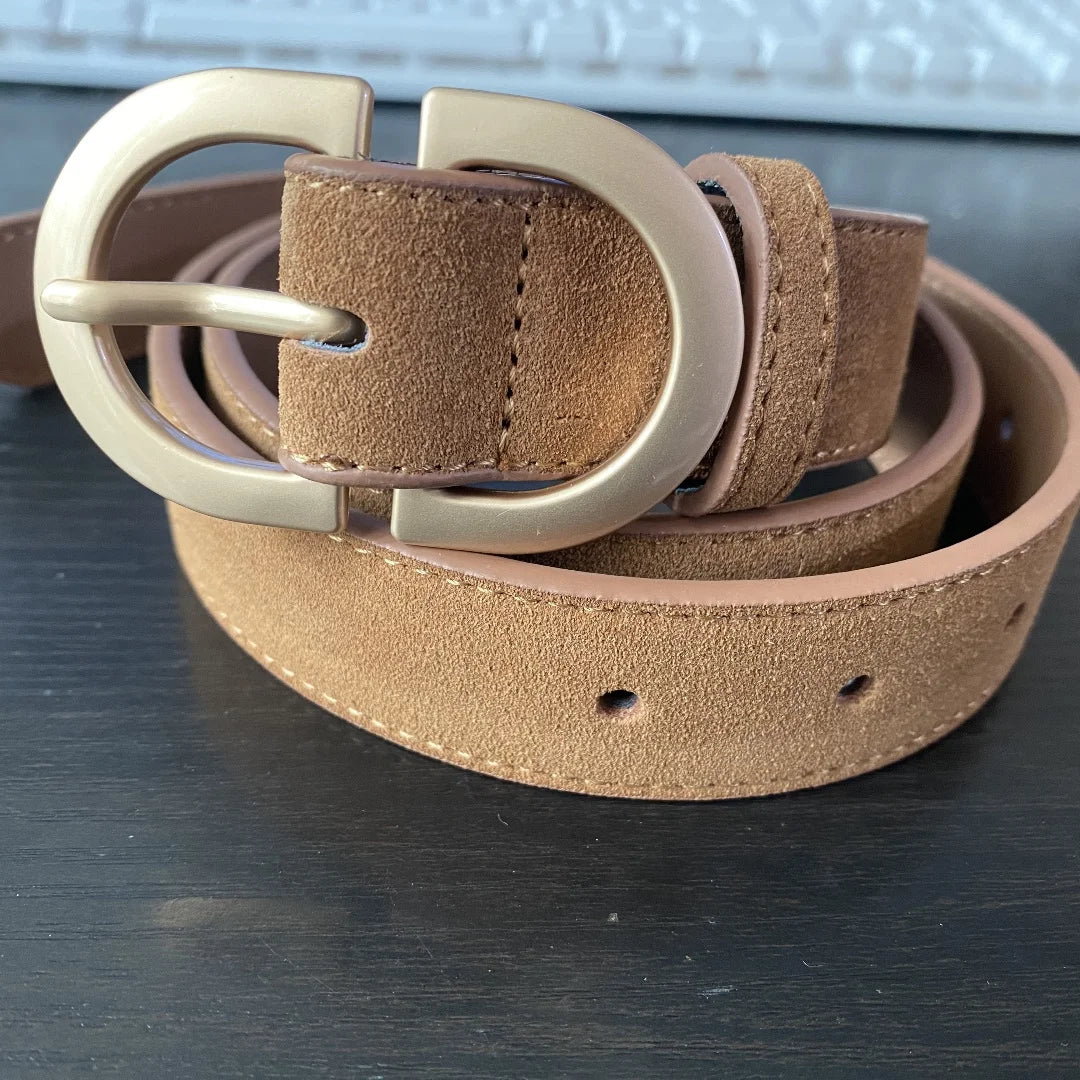 New Two-Sided Genuine Leather Suede Women's Belt