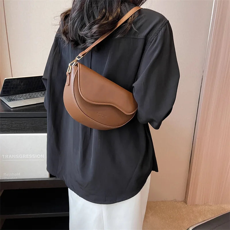 PU Leather Saddle Crossbody Handbag