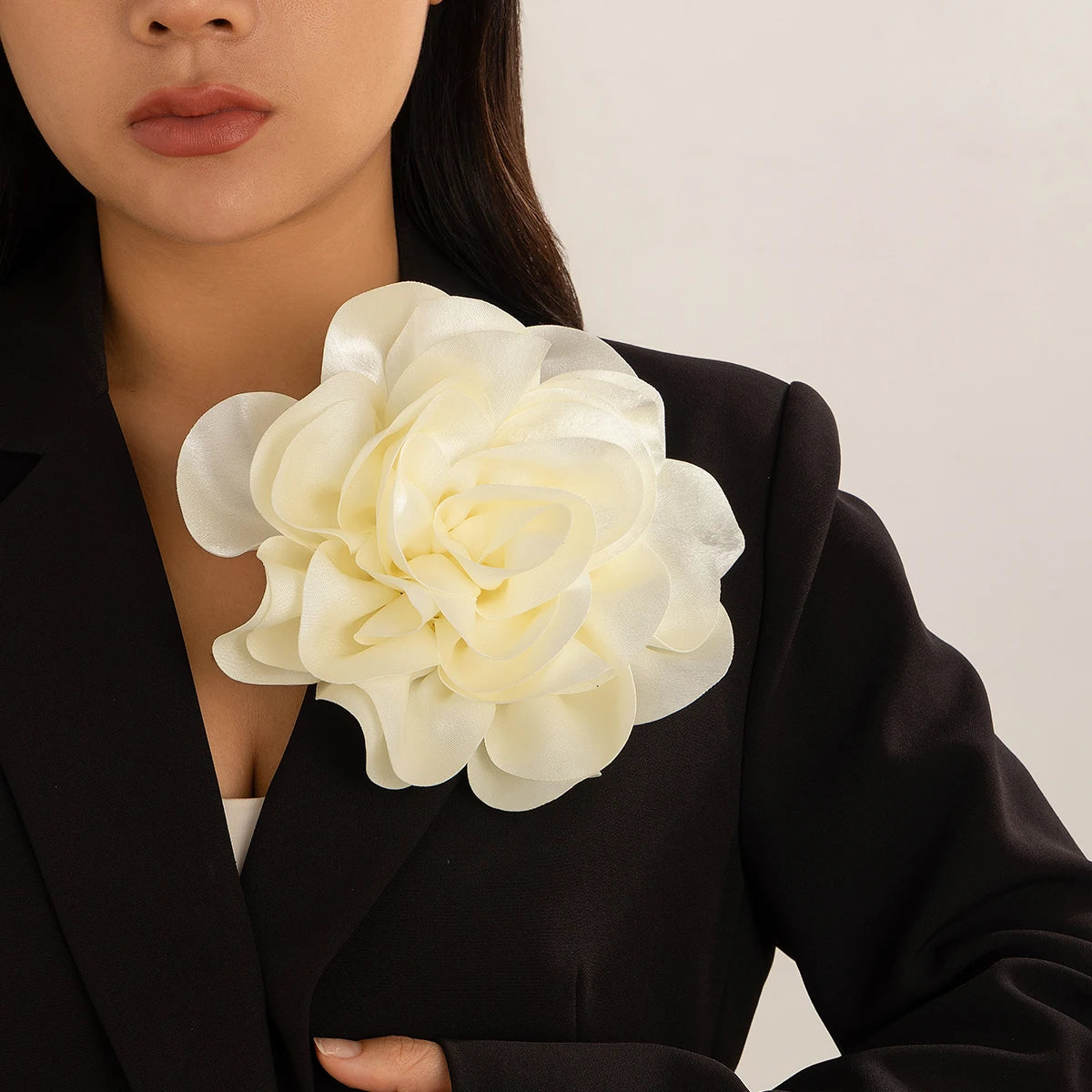 Satin Rose Flower Brooch for Women