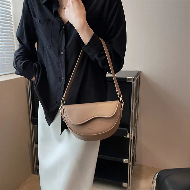 PU Leather Saddle Crossbody Handbag