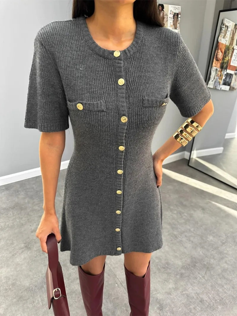 Zoe Short Sleeve Rib Sweater Dress