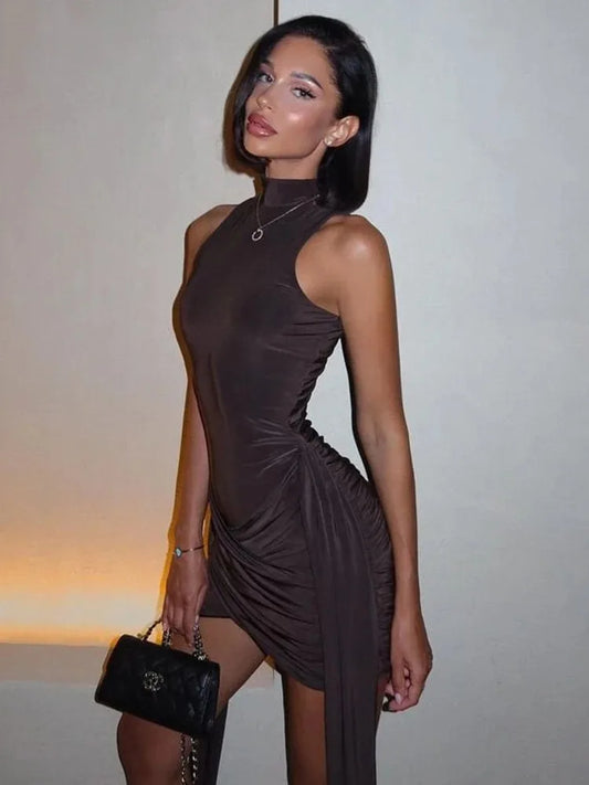 Olivia Turtleneck Sleeveless Mini Dress