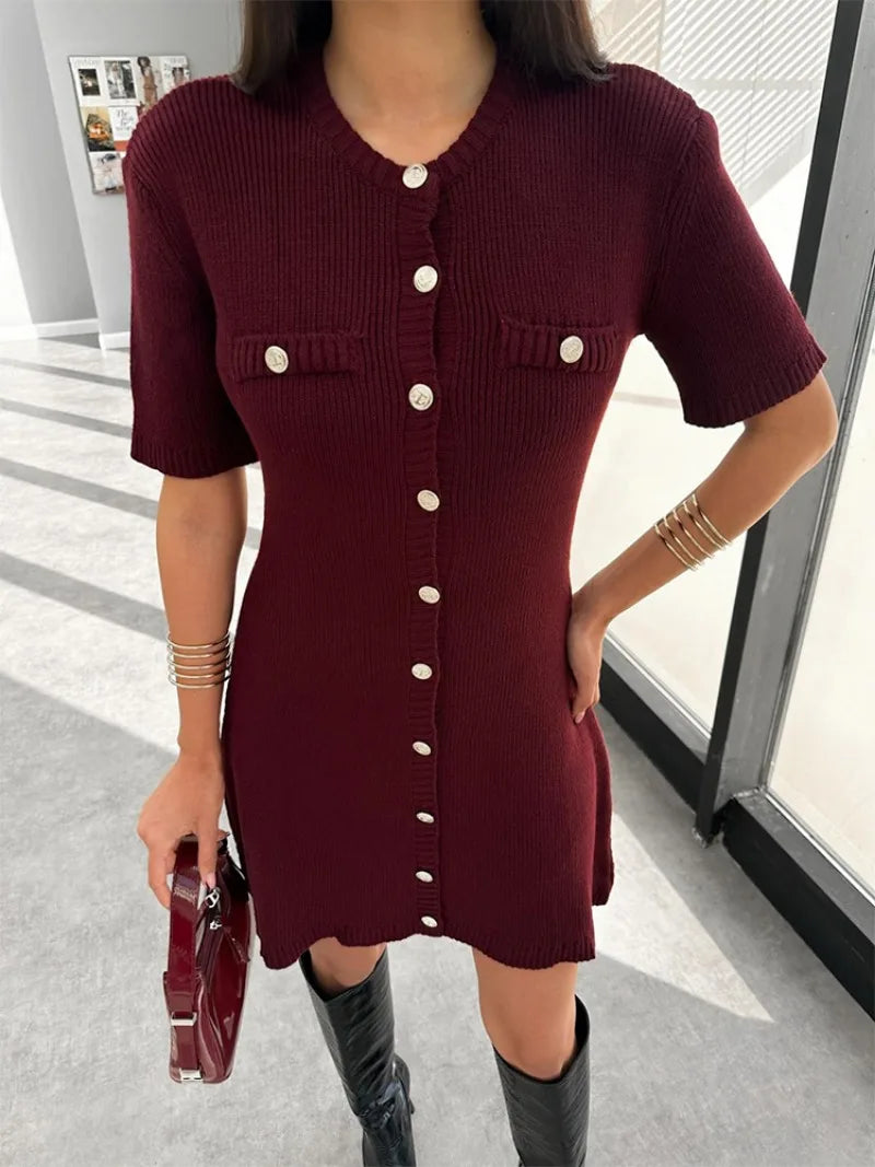 Zoe Short Sleeve Rib Sweater Dress