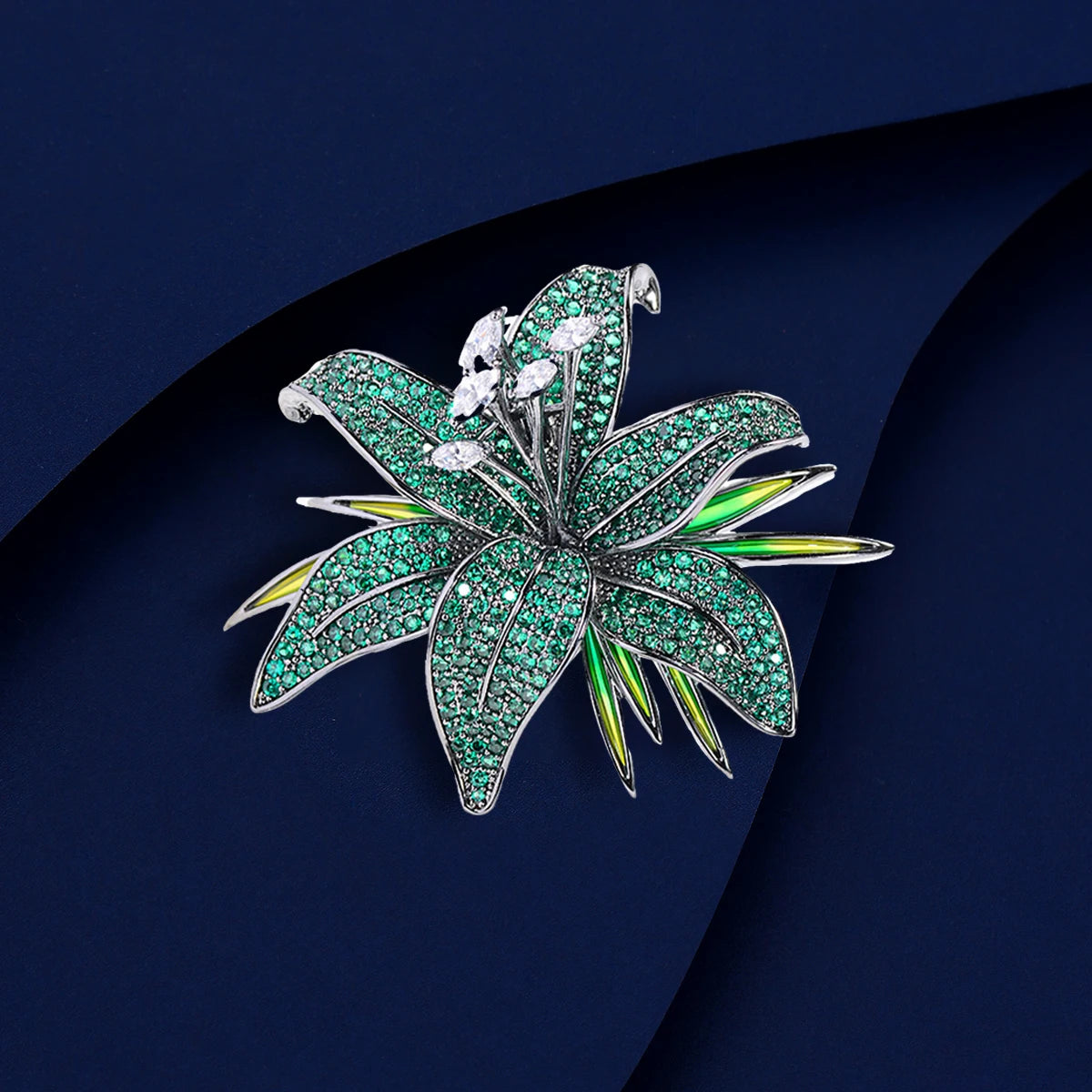 Luxury Zircon Black Flower Lily Brooch