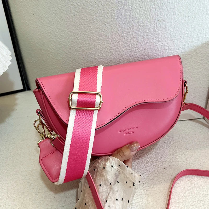 PU Leather Saddle Crossbody Handbag