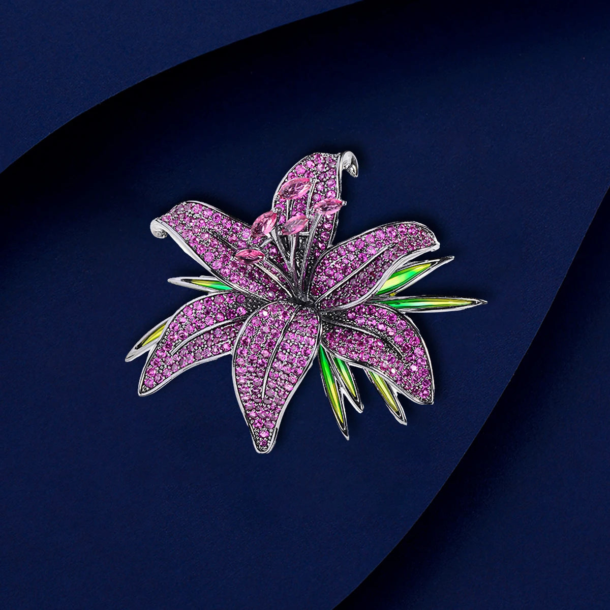 Luxury Zircon Black Flower Lily Brooch