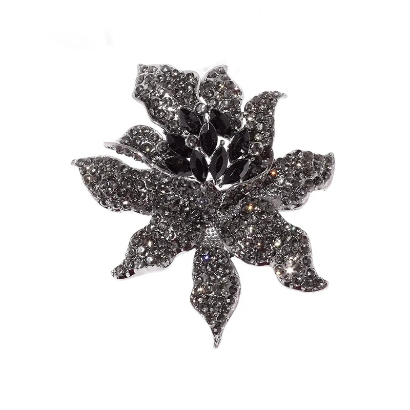 Stylish Black Rose Rhinestone Corsage Brooch