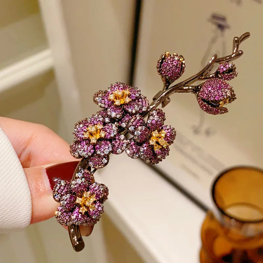 Exquisite Cubic Zirconia Plum Brooch