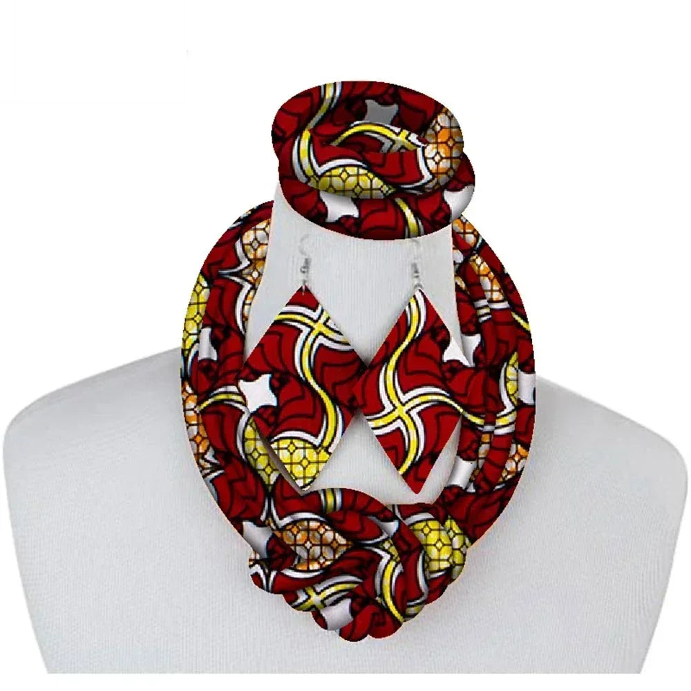 3-Piece Side Knot Ankara Fabric Jewelry Set