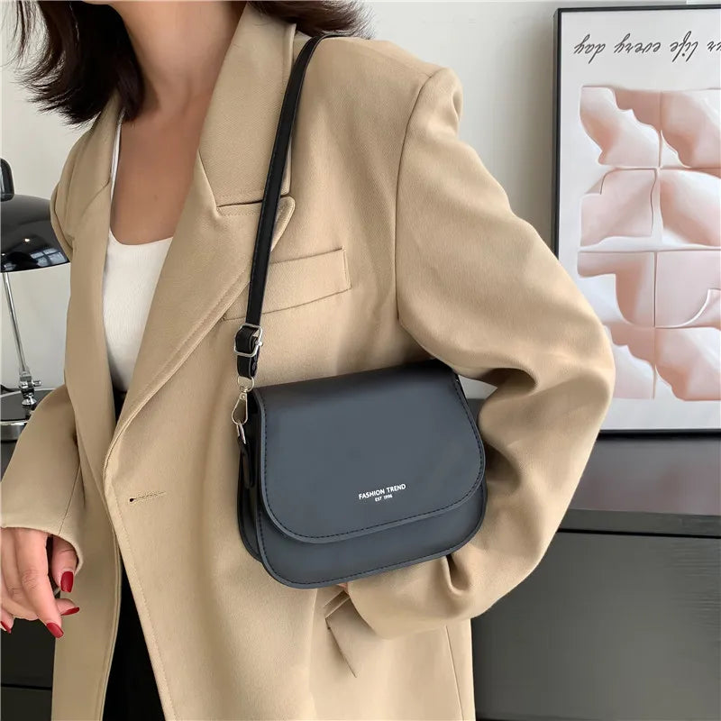 PU Leather Saddle Crossbody Handbag