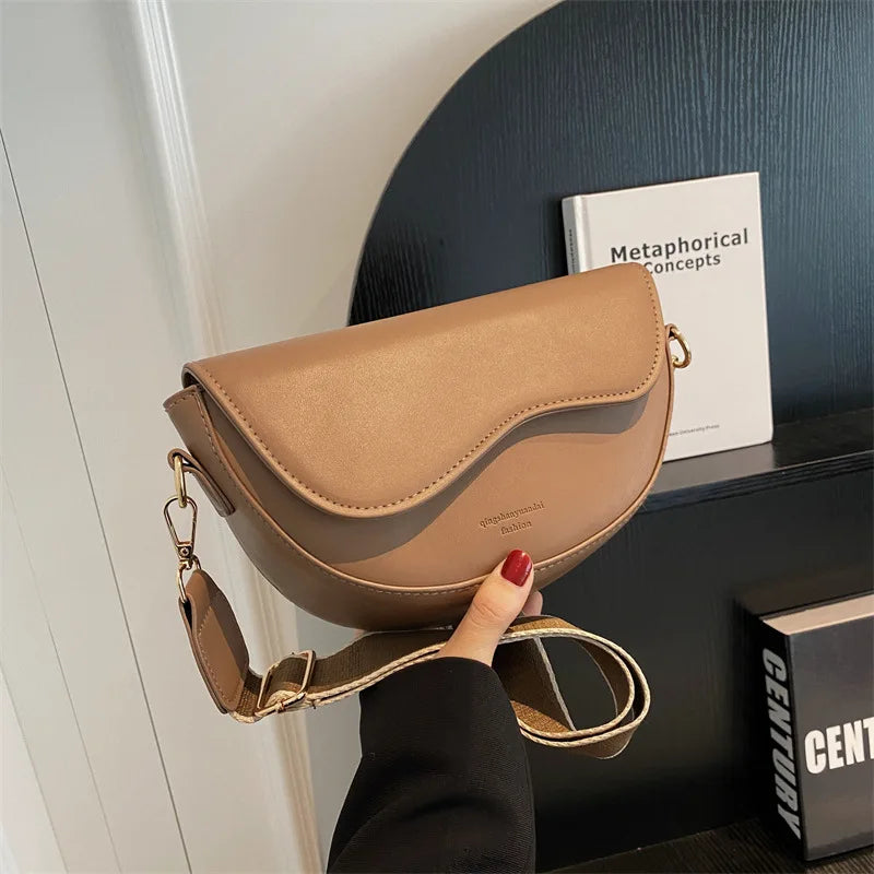 PU Leather Saddle Crossbody Handbag