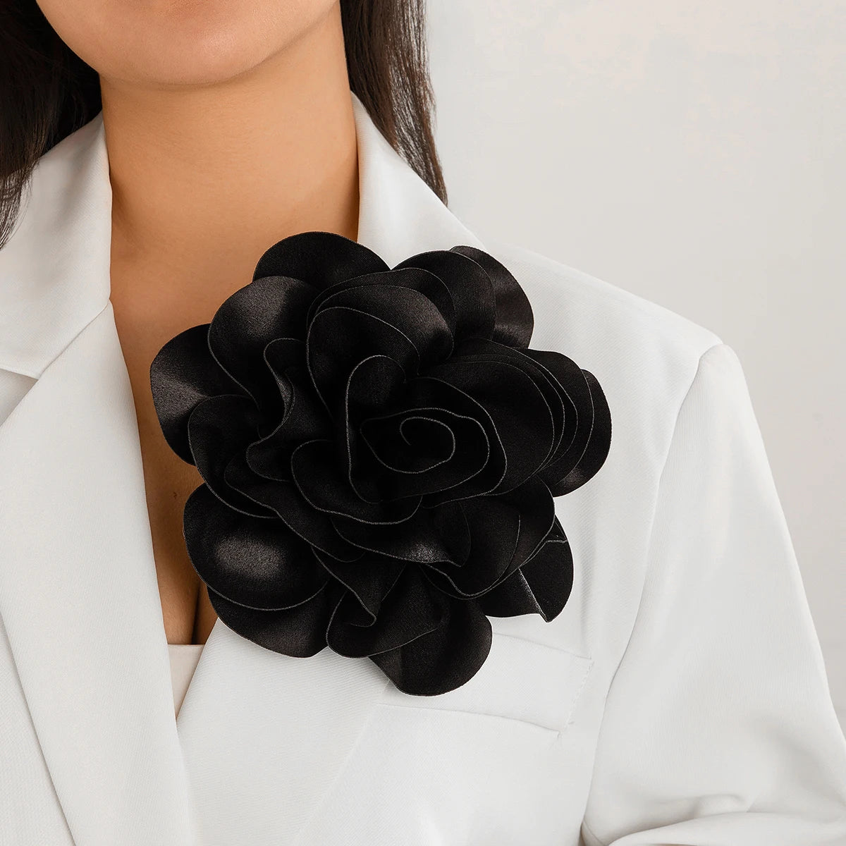 Satin Rose Flower Brooch for Women