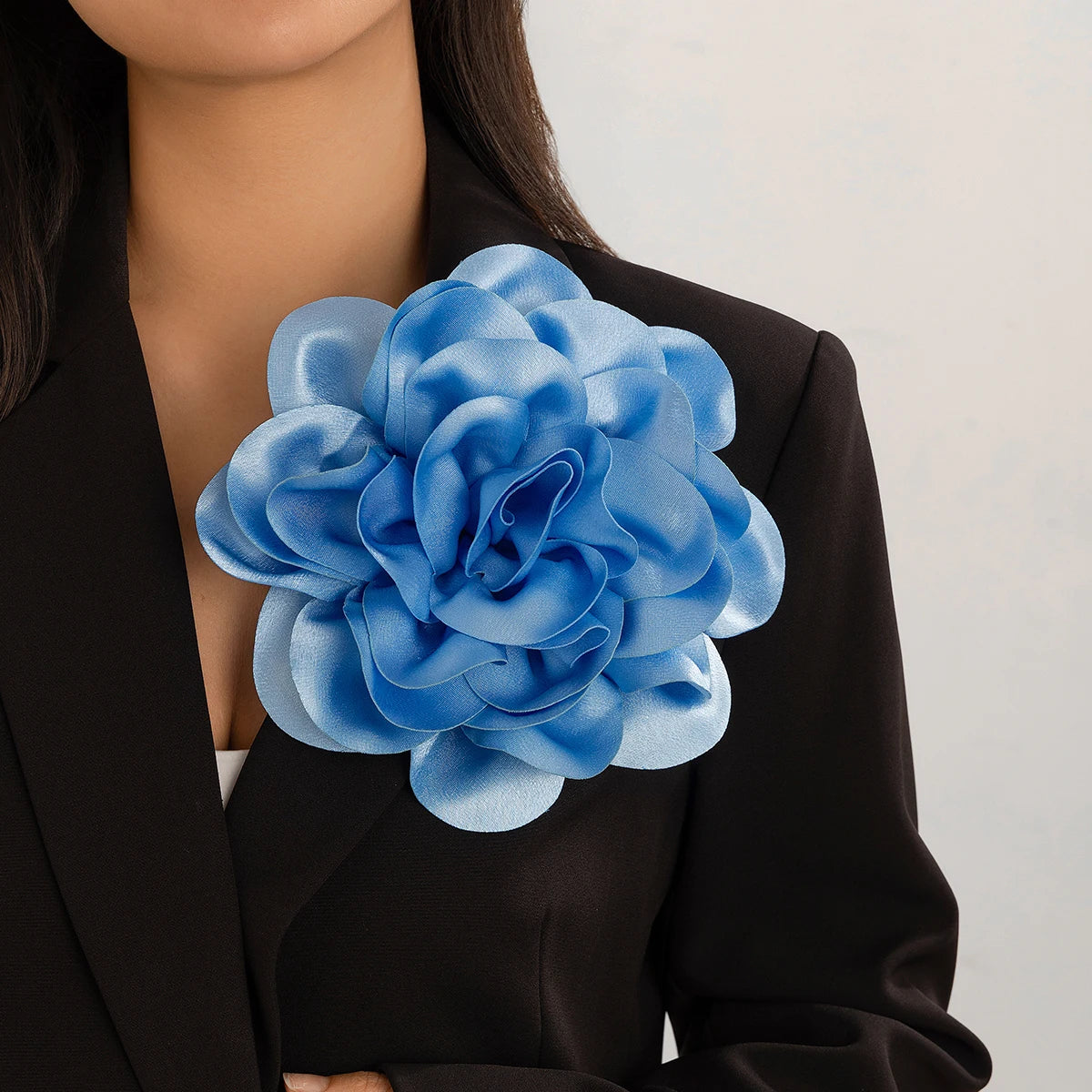 Satin Rose Flower Brooch for Women